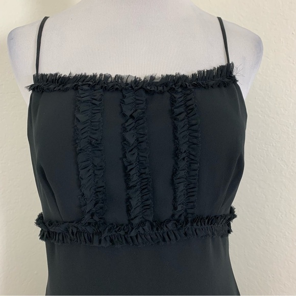Vintage CDC Petites Y2K 90s Ruffle Spaghetti Strap Little Black Dress - Picture 14 of 14